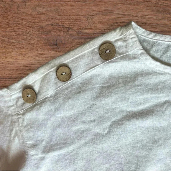 XS Ellen Tracy Linen Short-Sleeve White Blouse - Picture 3 of 6